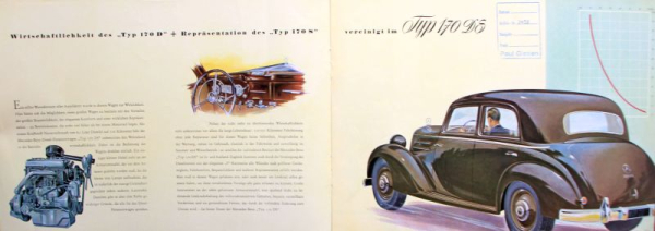 Mercedes-Benz 170 DS Modellprogramm 1953 Automobilprospekt (11074)