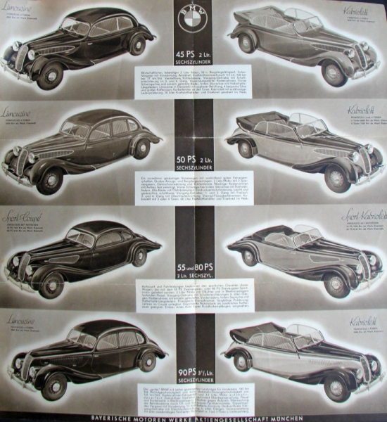 BMW Kraftwagen Modellprogramm 1939 Automobilprospekt (10837)