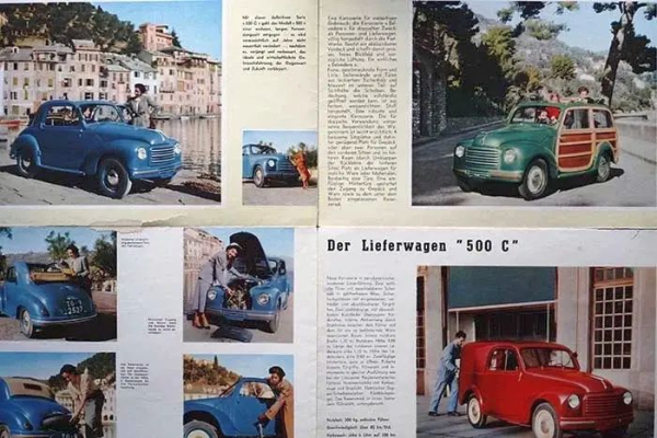 Fiat 500 C Modellprogramm 1949 Automobilprospekt (10796)