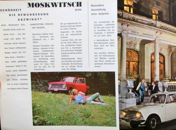Moskwitsch Elite Modellprogramm 1968 Automobilprospekt (10808)