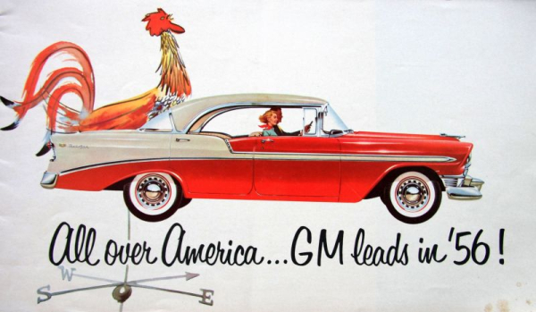 General Motors Cadillac Chevrolet Modellprogramm "All over America" 1956 Automobilprospekt (10801)