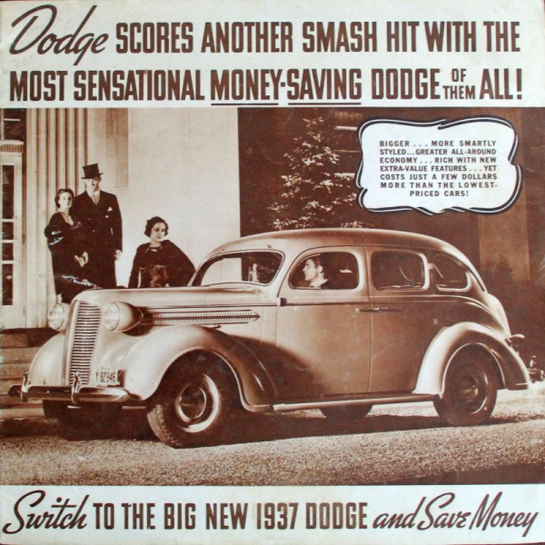 Dodge Modellprogramm 1937 "Switch to the big new" Automobilprospekt (10798)