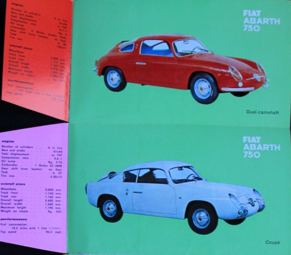 Abarth 750 Modellprogramm 1962 Automobilprospekt (10845)