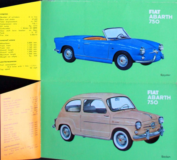 Abarth 750 Modellprogramm 1962 Automobilprospekt (10845)