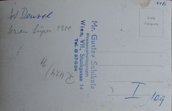 Denzel Sport-Cabriolet Super 1300 vor Wiener Hofburg 1953 Werksfoto (10841)