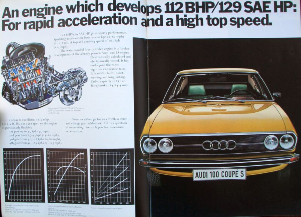 Audi 100 Coupe S Modellprogramm 1974 Automobilprospekt (10851)