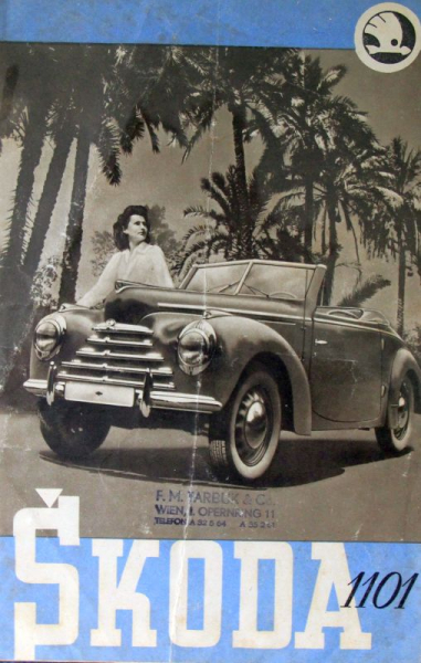 Skoda 1101 Modellprogramm 1949 Automobilprospekt (10866)