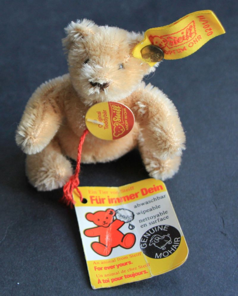 Steiff Teddybär 1980 "Für immer Dein" Mohair-Plüsch Limitiert mit Werbeanhänger (10884)