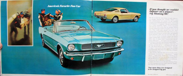 Ford Mustang Modellprogramm 1966 Automobilprospekt (10909)