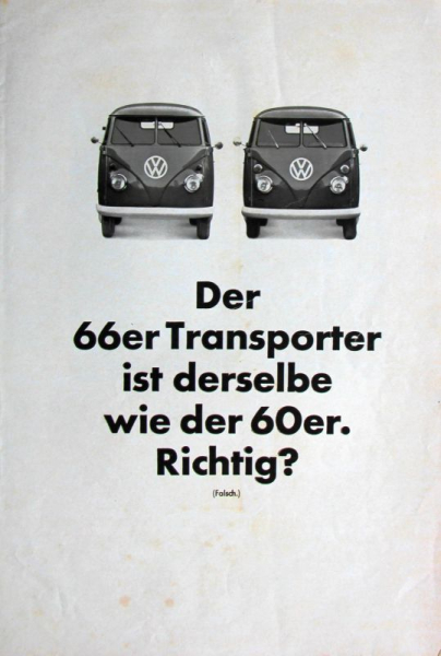 Volkswagen T1 Transporter Modellprogramm 1966 Automobilprospekt (10906)