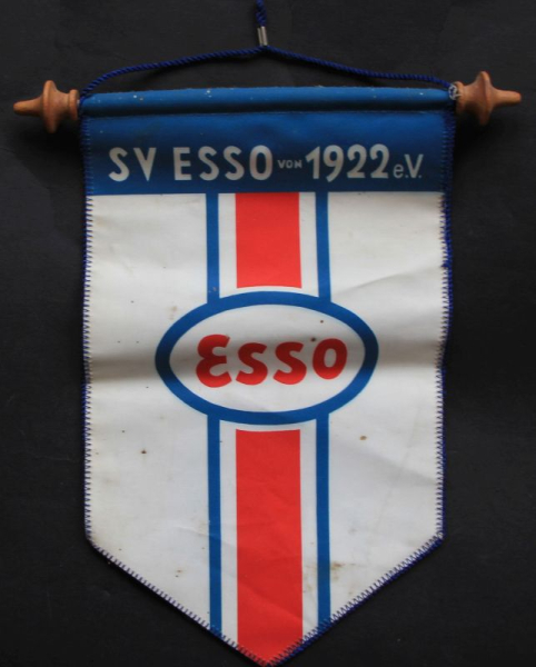 Esso Wimpel "SV Esso von 1922" Sportverein 1950 Seidenstoff (10916)