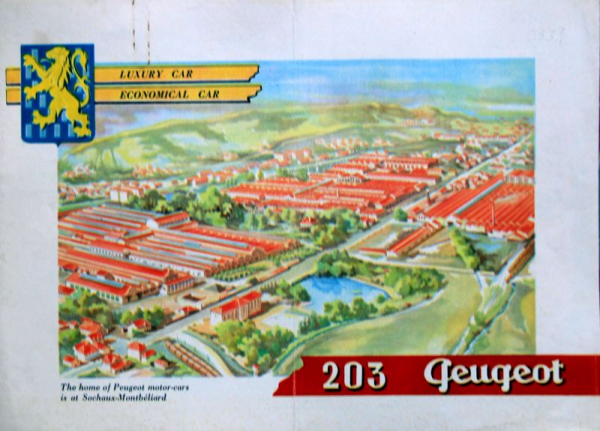Peugeot 203 Modellprogramm 1952 Automobilprospekt (10901)