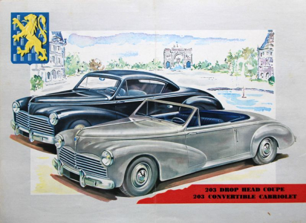 Peugeot 203 Modellprogramm 1952 Automobilprospekt (10901)