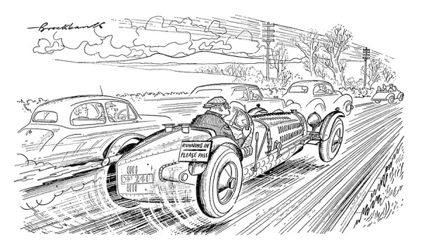 Brockbank "Motoring through Punch 1900-1970" Automobil-Karikatur 1971 (10922)