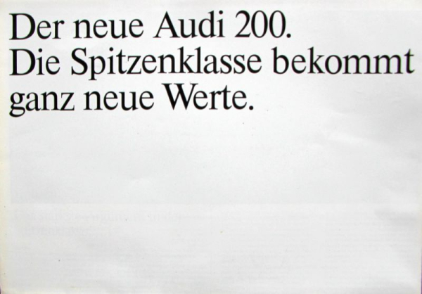 Audi 200 Modellprogramm 1983 Automobilprospekt (10931)