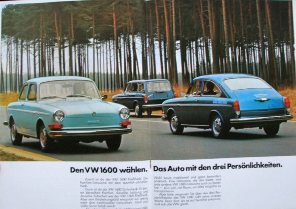 Volkswagen 1600 Modellprogramm 1971 Automobilprospekt (10929)
