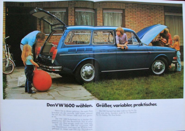 Volkswagen 1600 Modellprogramm 1971 Automobilprospekt (10929)