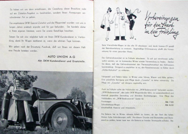 DKW Modellprogramm 1936 "Kundendienstberatung" Automobilprospekt (8758)