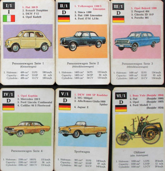 PK Spiele "Auto-Quartett" 1967 Kartenspiel (10960)