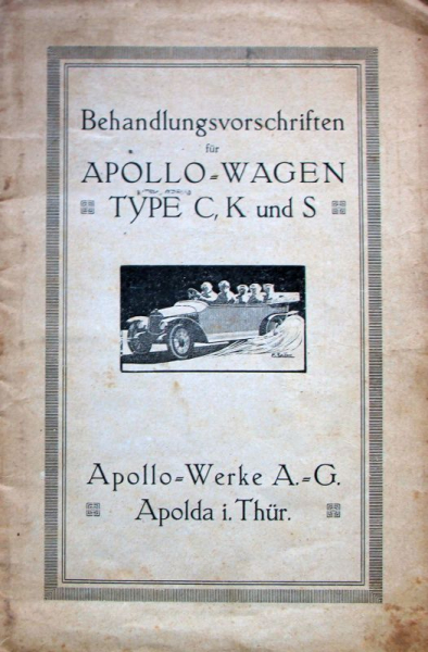 Apollo Cars Types C - K - S 1920 Owner Manual (10983)