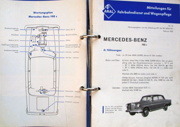 BV Aral "Tankwart-Merkblätter" Tankstellen-Werbeordner 1962 (11020)
