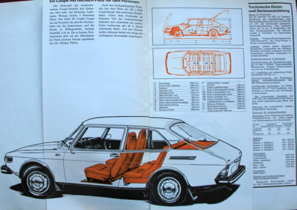 Saab 99 Combi Coupe Modellprogramm 1974 Automobilprospekt (11036)