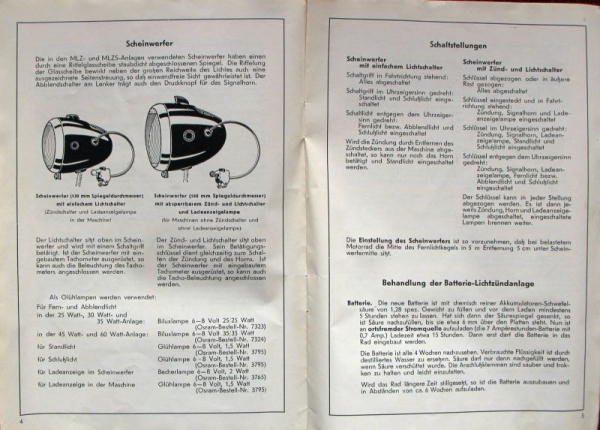 Noris Batterie-Lichtzünd-Anlagen 1953 Zubehör-Prospekt (11055)