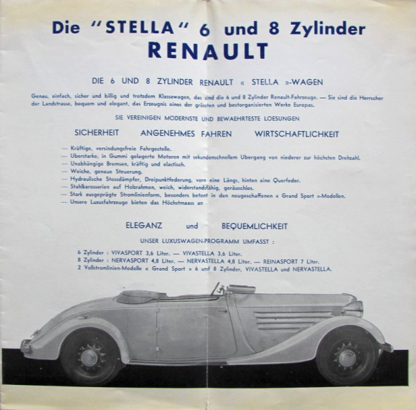 Renault Modellprogramm 1935 Automobilprospekt (11125)