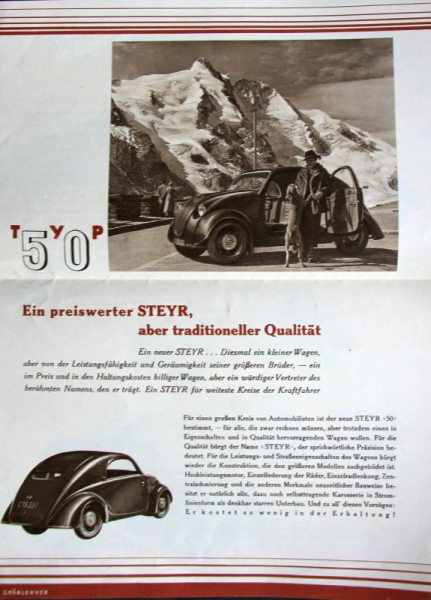 Steyr Modellprogramm 1936 Automobilprospekt (11123)
