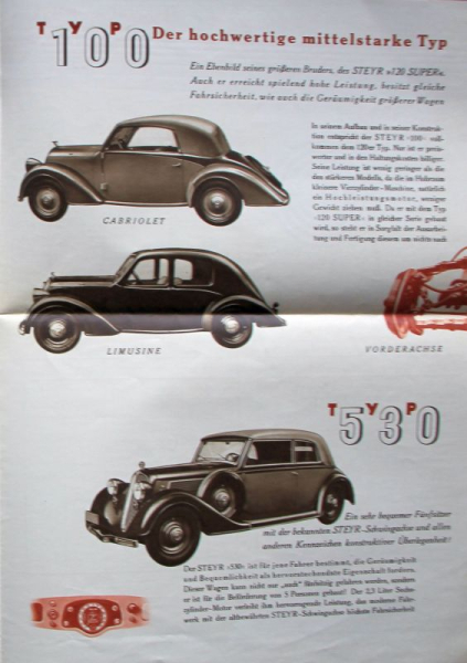 Steyr Modellprogramm 1936 Automobilprospekt (11123)