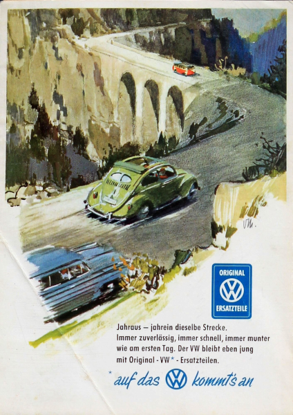 Volkswagen Käfer 1956 Werkspostkarte Victor Mundorff (11136)