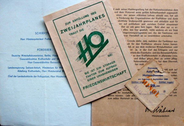 "Dessauer Motorrad- und Autorennen" Dessau September 1949 Rennprogramm (9171)