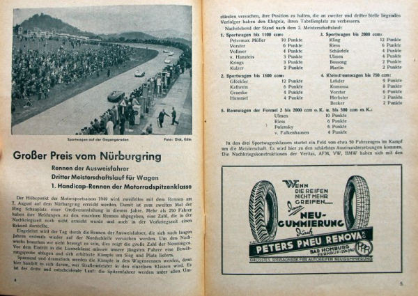 "Großer Preis" Nuerburgring August 1949 Racingprogram (8480)