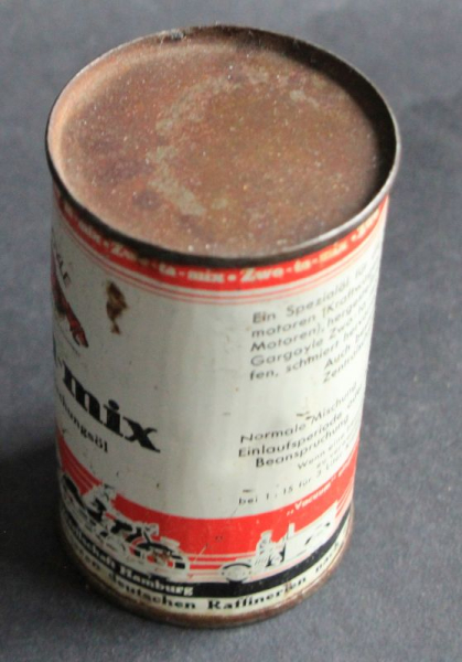 Mobiloil Gargoyle Oilcan 1930 "Zwo-Ta-Mix - Zweitakter Mischungsoel" Deutsche Vacuum Oel AG filled (1685)