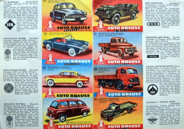 Haas Brause "Autos aus aller Welt" Sammelbilder-Album 1954 (11180)