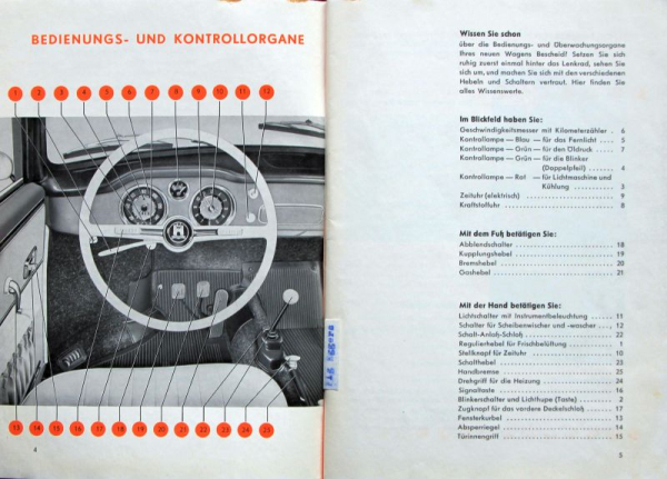 Volkswagen Karmann-Ghia 1200 Betriebsanleitung 1963 (11155)