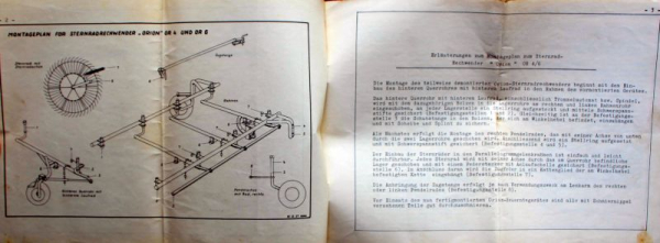 Bayerische Pflugfabrik Sternrad-Rechwender OR 4/6 Orion 1958 Owner Manual (11199)
