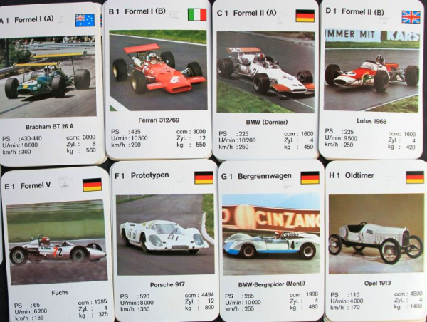 Altenburg Spielkarten "PS - Rennwagen" 1972 Kartenspiel (11228)