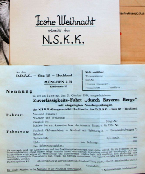 DDAC Anmeldunterlagen Zuverlässigkeitsfahrt Bayern 1934 mit NSKK Originalfotos (11242)