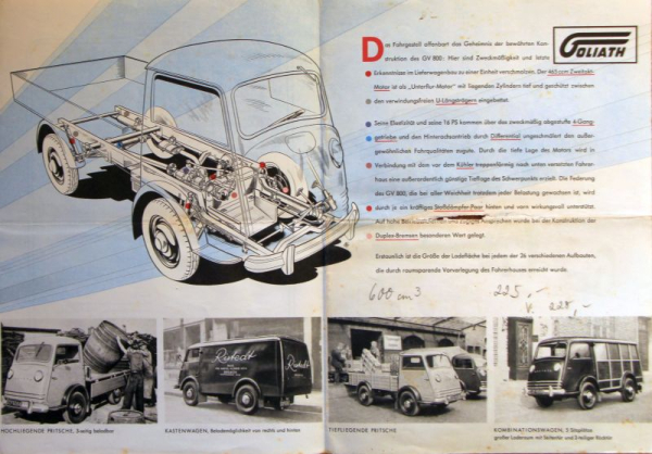 Goliath GV 800 Modellprogramm 1953 Automobilprospekt (11266)