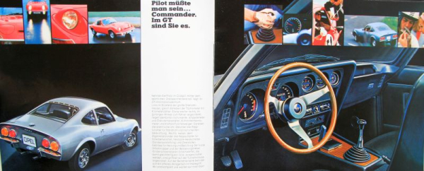 Opel GT Modellprogramm 1969 "Geboren um ihr Herz zu erobern" Automobilprospekt (11300)