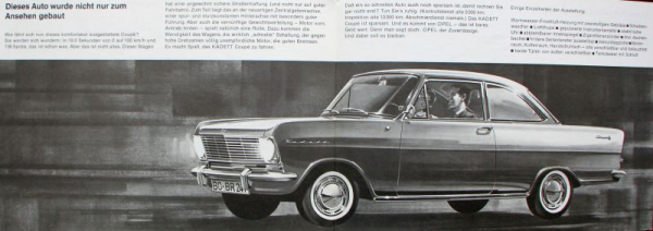 Opel Kadett Coupe Modellprogramm 1963 Automobilprospekt (11301)