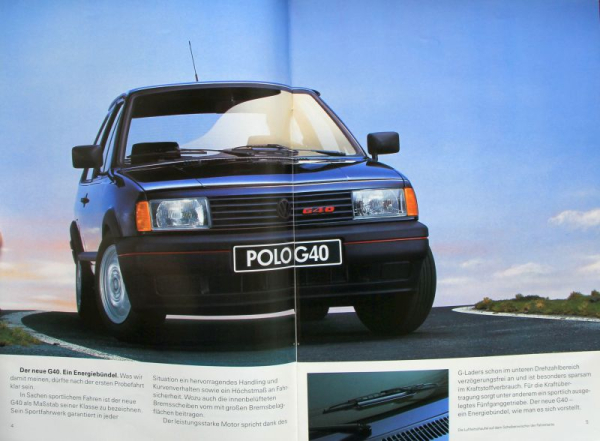 Volkswagen Polo G 40 Modellprogramm 1991 Automobilprospekt (11312)