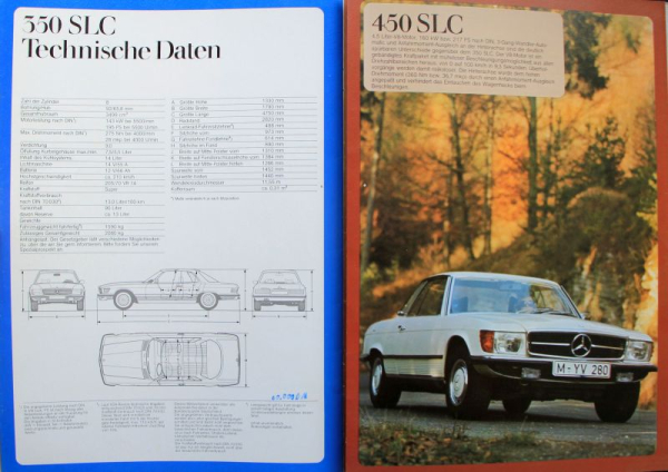 Mercedes-Benz 280 SLC - 450 SLC Modellprogramm 1977 Automobilprospekt (1571)