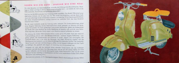 NSU Lambretta Autoroller Modellprogramm 1954 Motorradprospekt (11405)