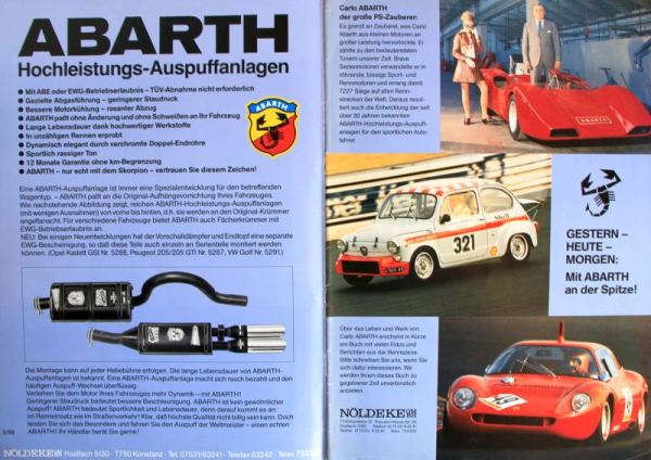 Abarth Auspuffanlagen 1990 Automobil-Zubehörprospekt (11403)