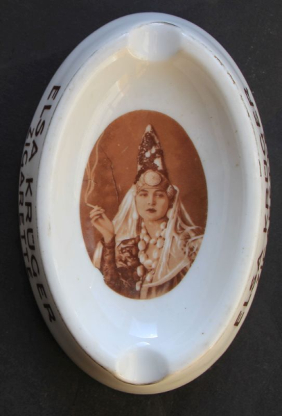 Jasmatzi Zigaretten "Elsa Krüger Zigaretten" Meissner Porzellan-Aschenbecher 1925 (11437)