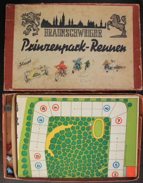 Reinhardt Braunschweiger Prinzenpark-Rennen Rennsport-Brettspiel in Originalkarton (11432)
