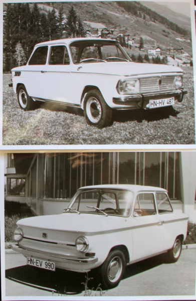 NSU Prinz Modellprogramm 1965 vier Werksfotos (11448)