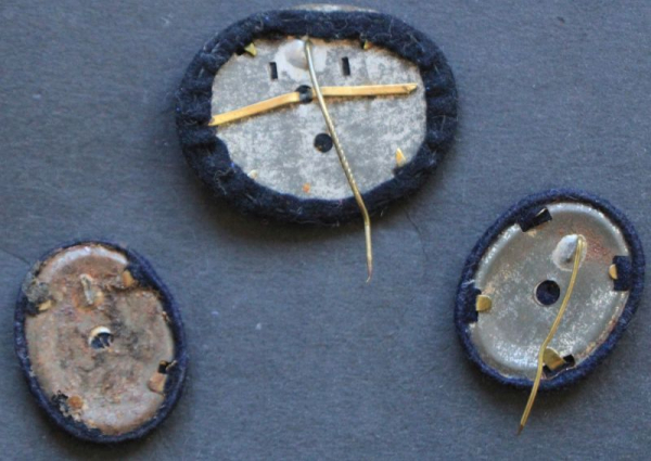 Deutsche Marine Offizier Mützenabzeichen Goldener Anker dreiteilig 1960 Stoff (11468)